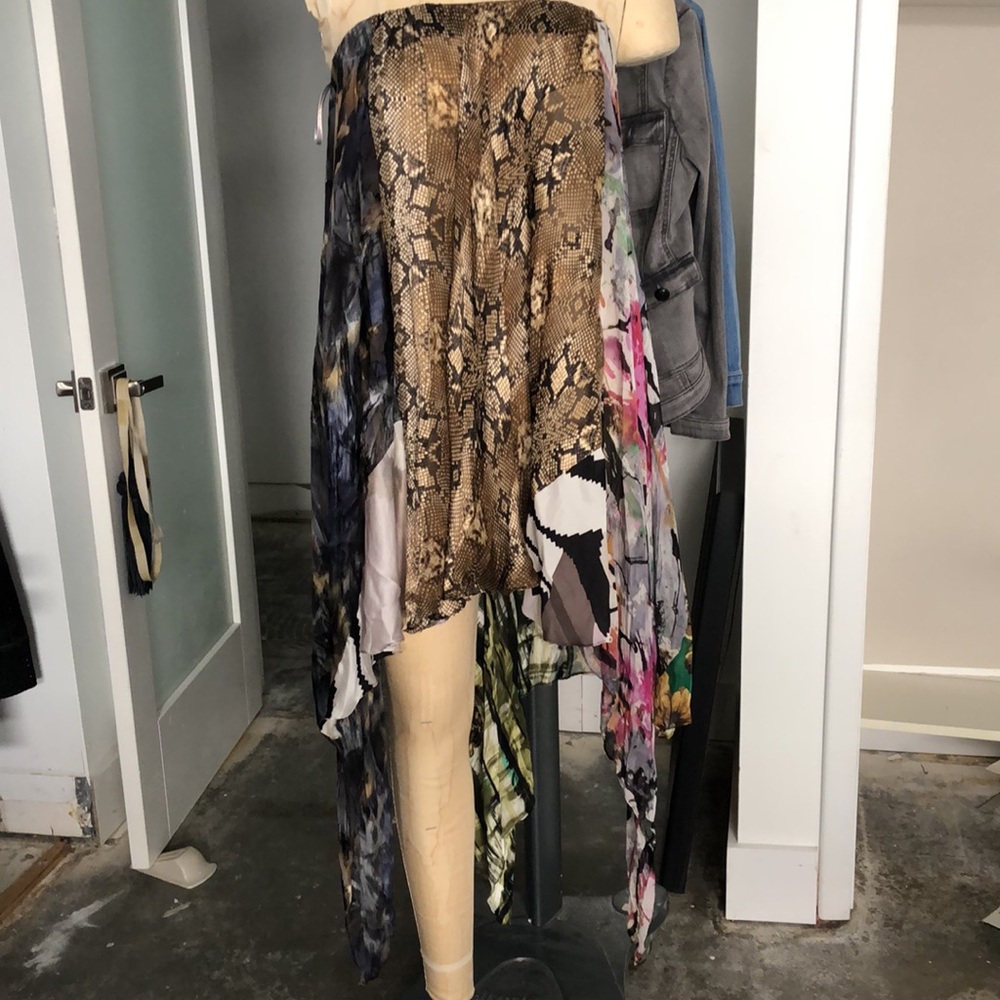 Silvia Tcherassi silk mixed print handkerchief strapless dress or Skirt.